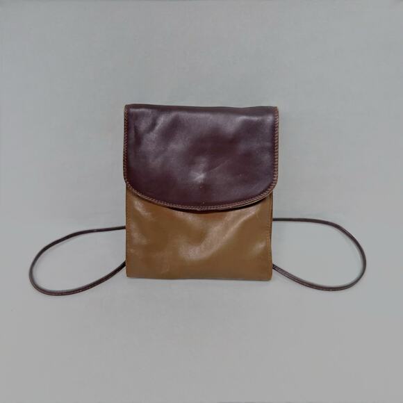 Vintage Tula Multi-Tone Brown Leather Crossbody Organizer Bag with Flap Closure - Picture 2 of 5
